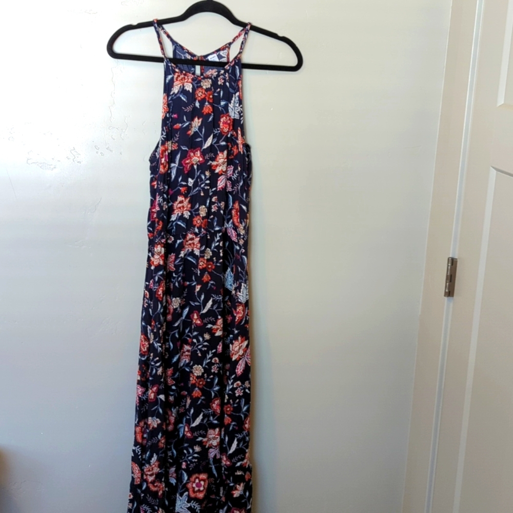 Old Navy Womens Babydoll‎ Sleeveless Blue & Red Floral Tank Maxi Dress S